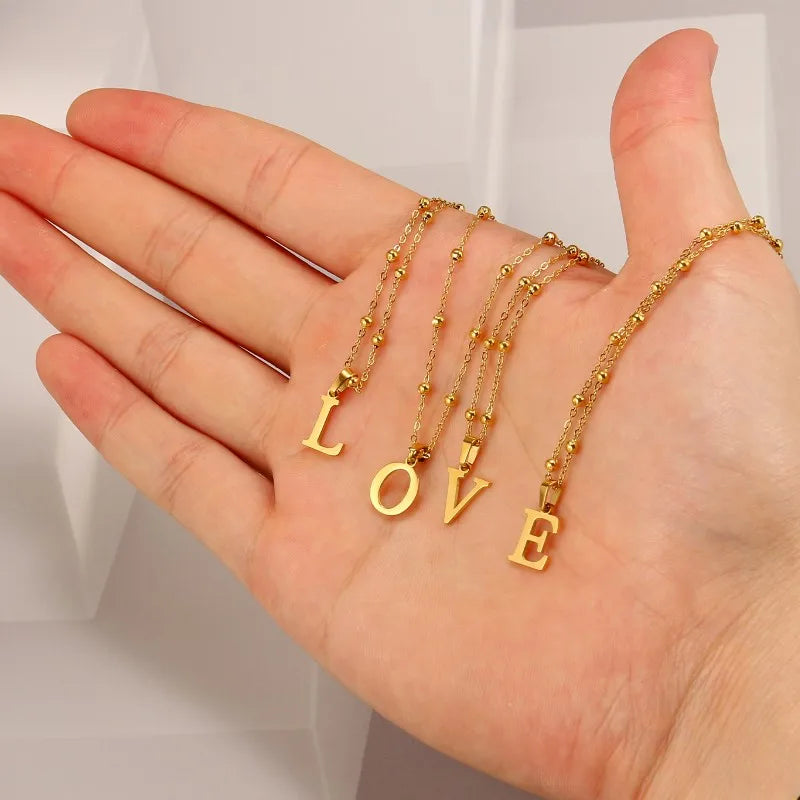 A-Z Initial Necklace for Women Gold Plated Stainless Steel Delicate Letter Pendant Necklace Personalized Name Necklace Jewelry
