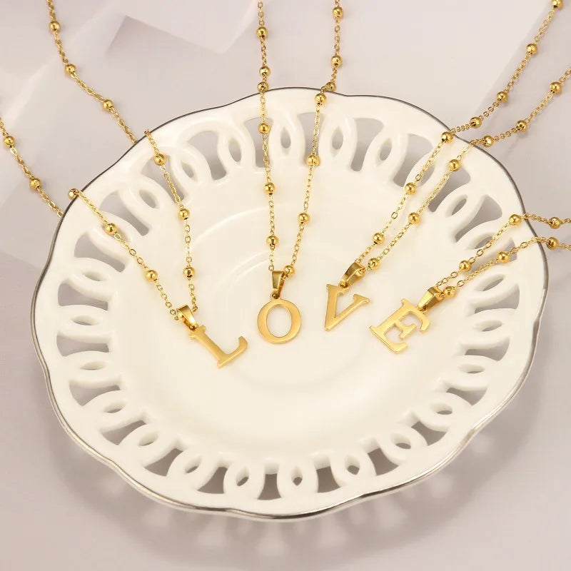 A-Z Initial Necklace for Women Gold Plated Stainless Steel Delicate Letter Pendant Necklace Personalized Name Necklace Jewelry