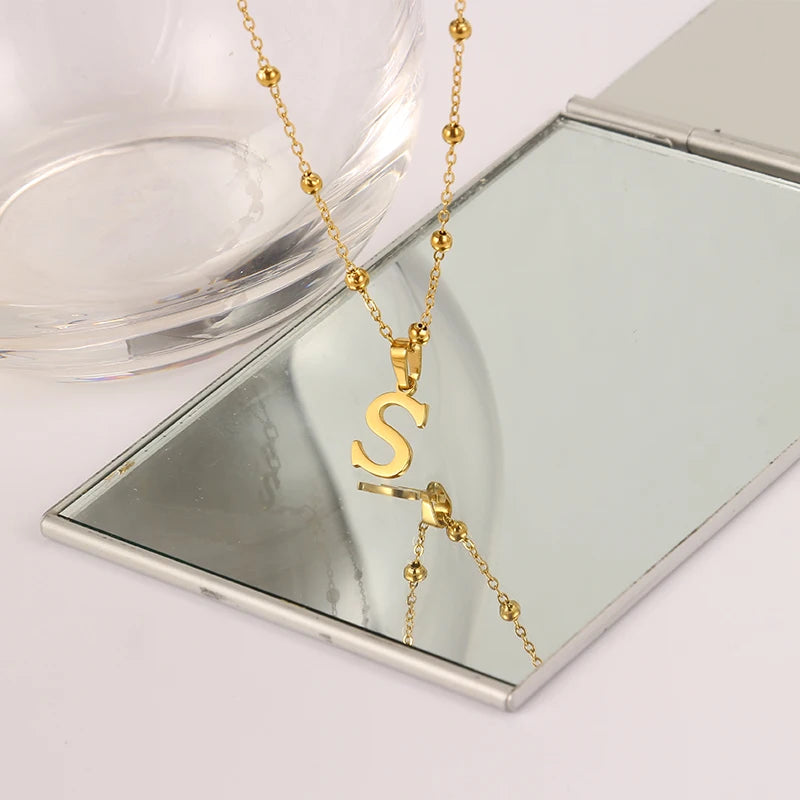 A-Z Initial Necklace for Women Gold Plated Stainless Steel Delicate Letter Pendant Necklace Personalized Name Necklace Jewelry