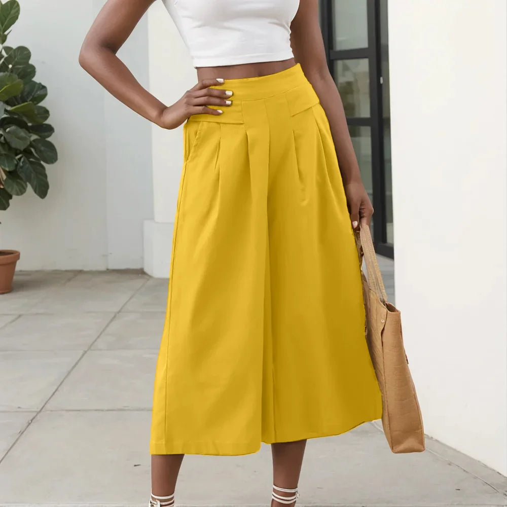Female Summer Pants for Women Cotton Linen Plus Size Wide Leg Pants Solid Elegant Fashion Daily Elastic Pant