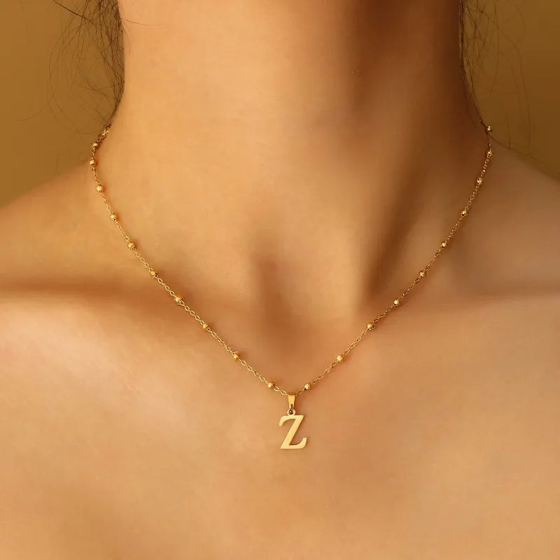 A-Z Initial Necklace for Women Gold Plated Stainless Steel Delicate Letter Pendant Necklace Personalized Name Necklace Jewelry