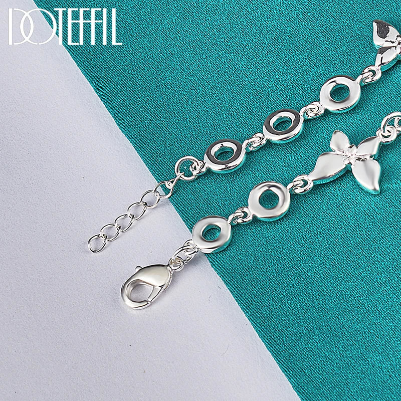 925 Sterling Silver Five Butterfly Chain Bracelet For Woman Fashion