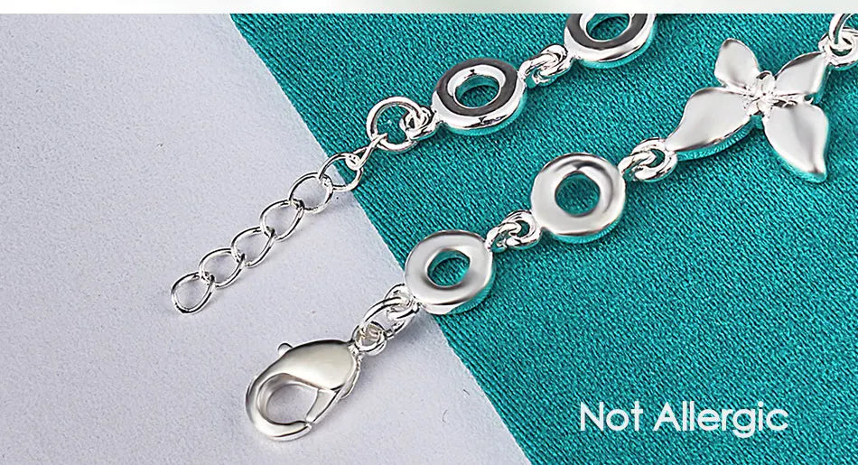 925 Sterling Silver Five Butterfly Chain Bracelet For Woman Fashion