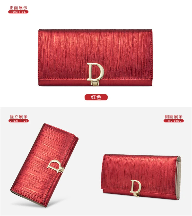 2024 Women's Long Wallet Coin Purse Luxury Genuine Leather Wallets