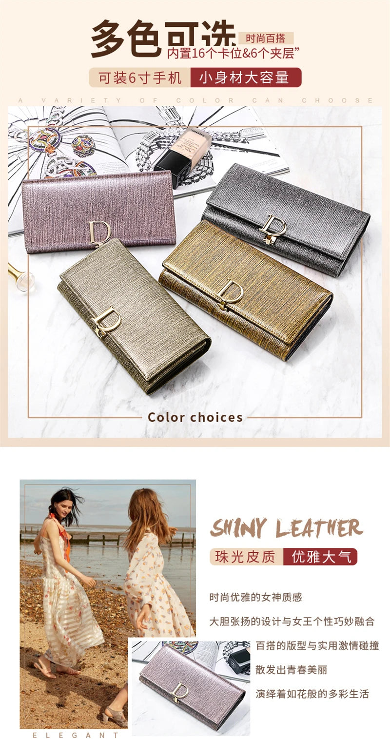 2024 Women's Long Wallet Coin Purse Luxury Genuine Leather Wallets