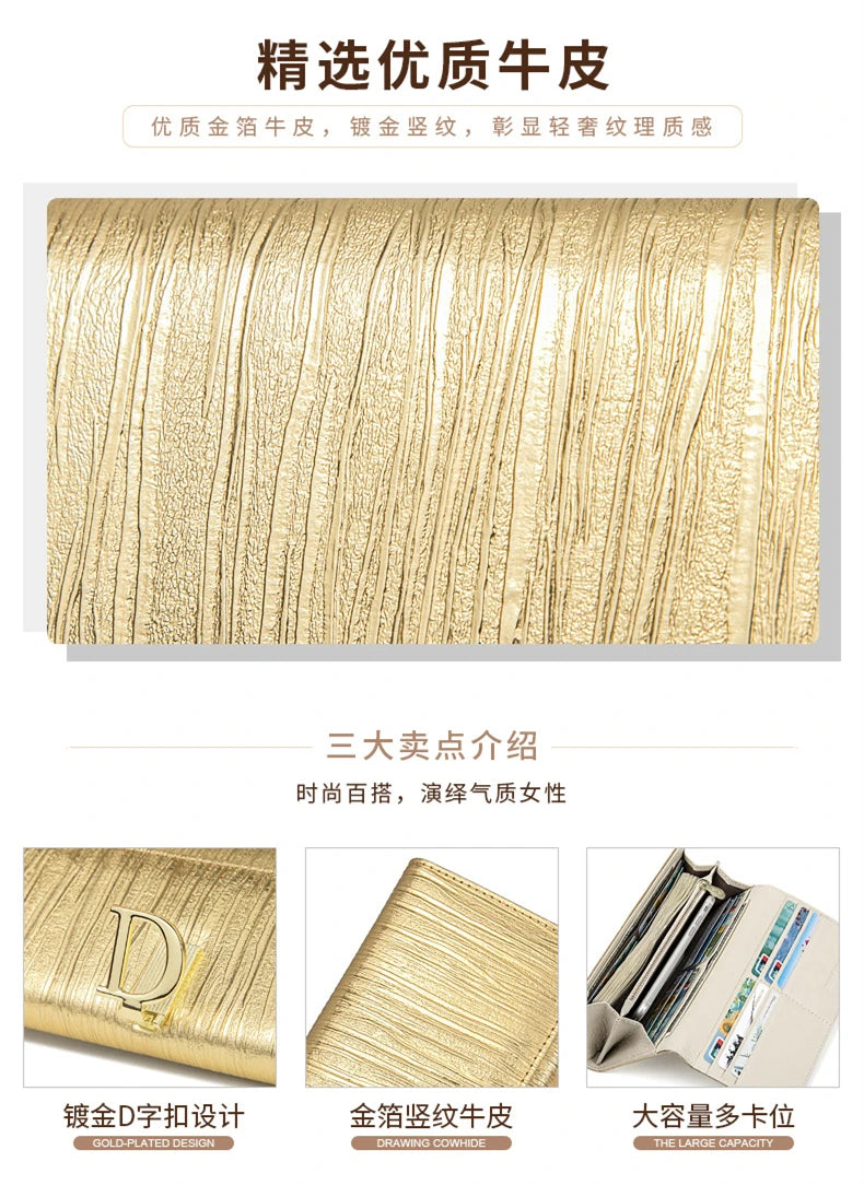 2024 New Design Women Wallets Fashion Long Phone Purse Luxury Genuine Leather Wallet