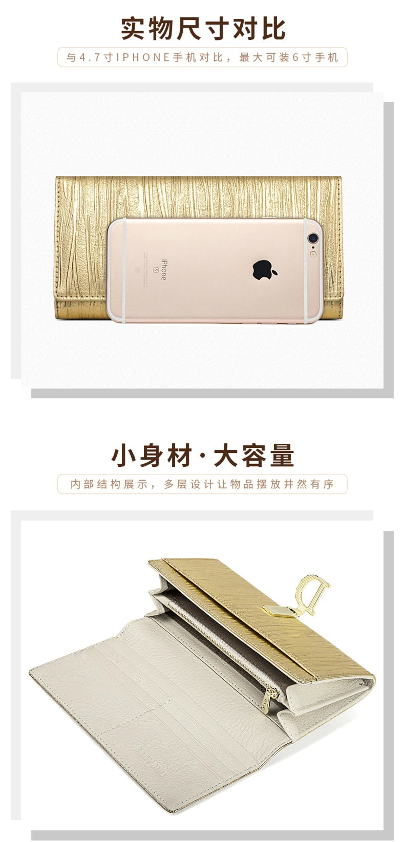 2024 New Design Women Wallets Fashion Long Phone Purse Luxury Genuine Leather Wallet