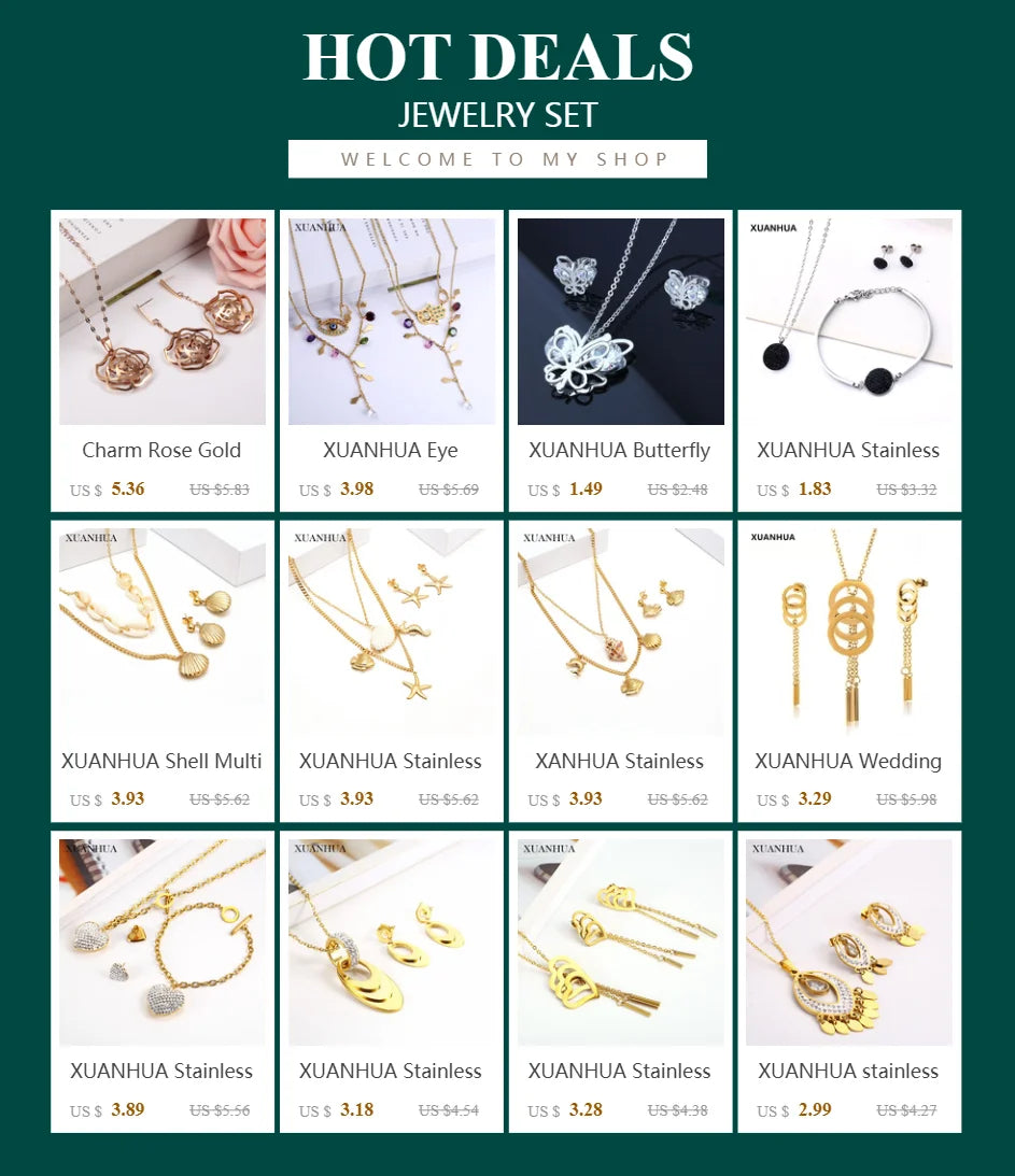 Stainless Steel Wedding Jewelry Sets For Women Necklace Earrings Set Summer Fashion jewelries
