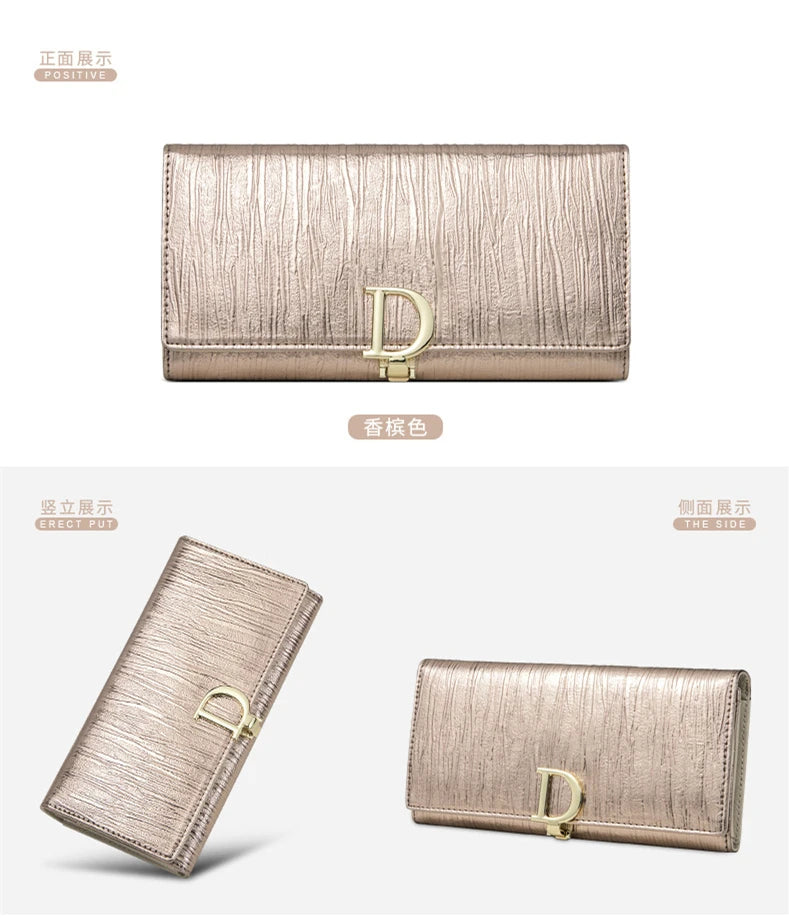 2024 Women's Long Wallet Coin Purse Luxury Genuine Leather Wallets
