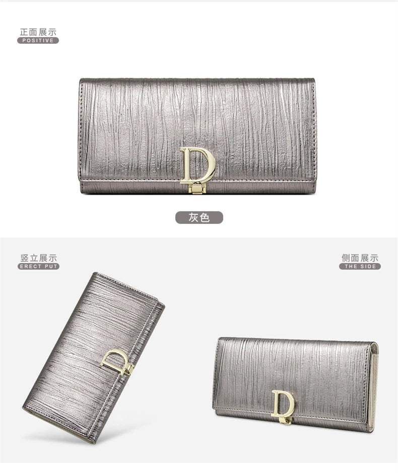 2024 Women's Long Wallet Coin Purse Luxury Genuine Leather Wallets