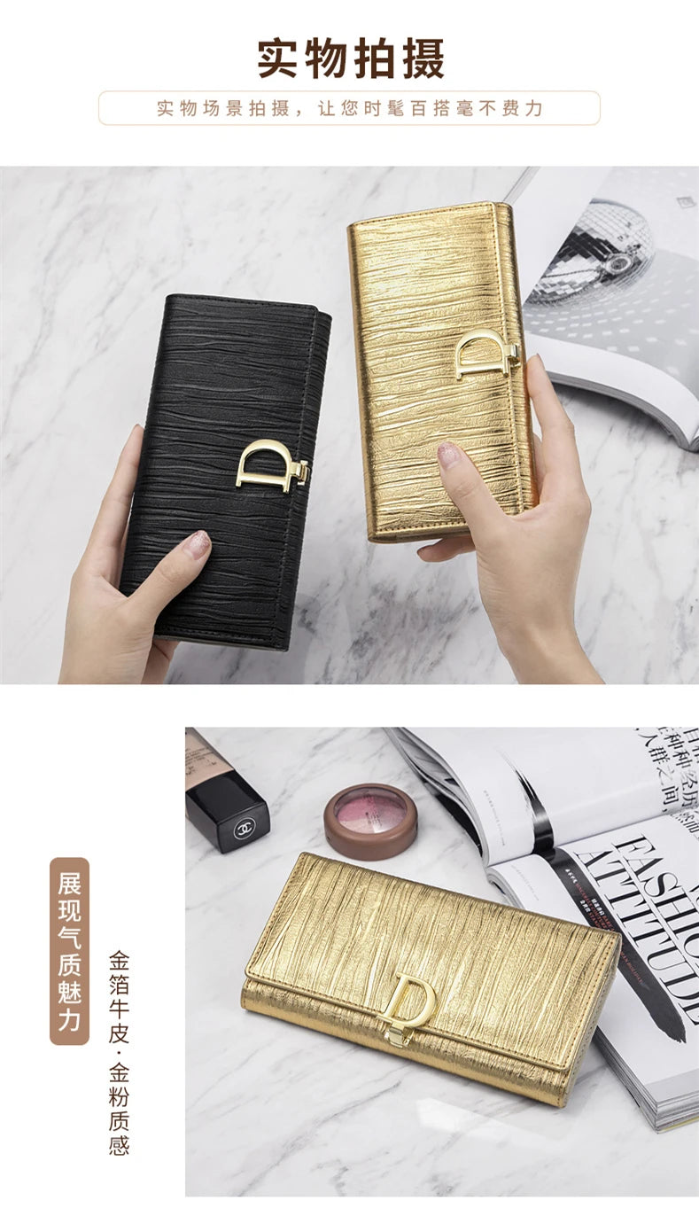 2024 New Design Women Wallets Fashion Long Phone Purse Luxury Genuine Leather Wallet