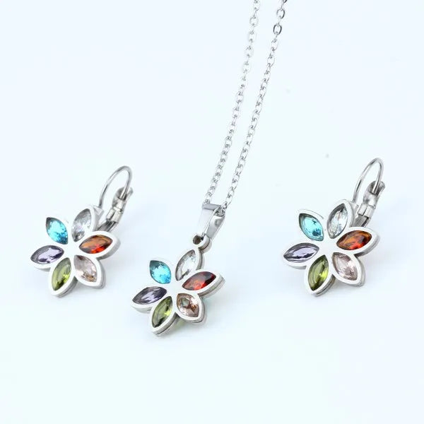Stainless Steel Wedding Jewelry Sets For Women Necklace Earrings Set Summer Fashion jewelries