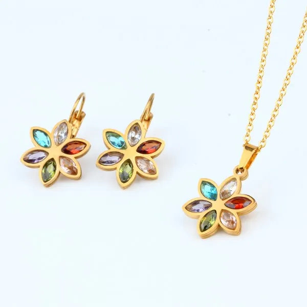 Stainless Steel Wedding Jewelry Sets For Women Necklace Earrings Set Summer Fashion jewelries