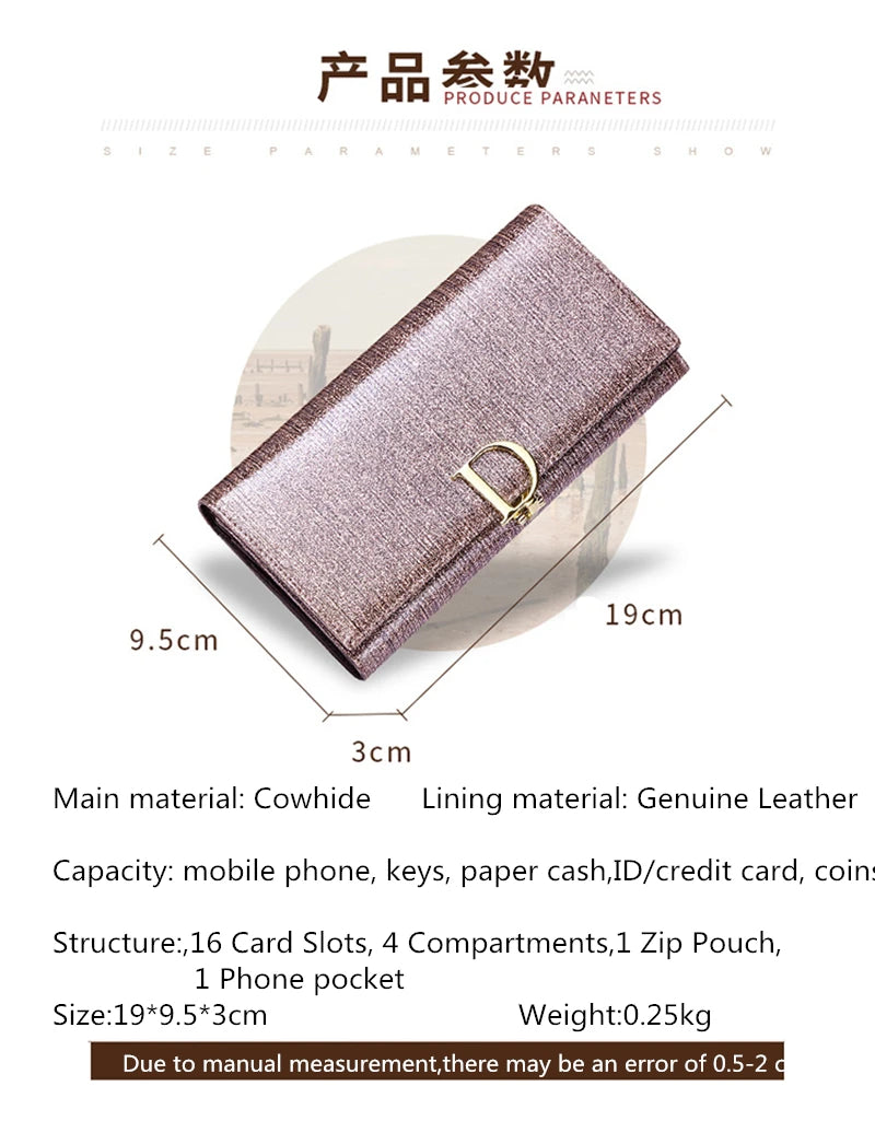 2024 Women's Long Wallet Coin Purse Luxury Genuine Leather Wallets