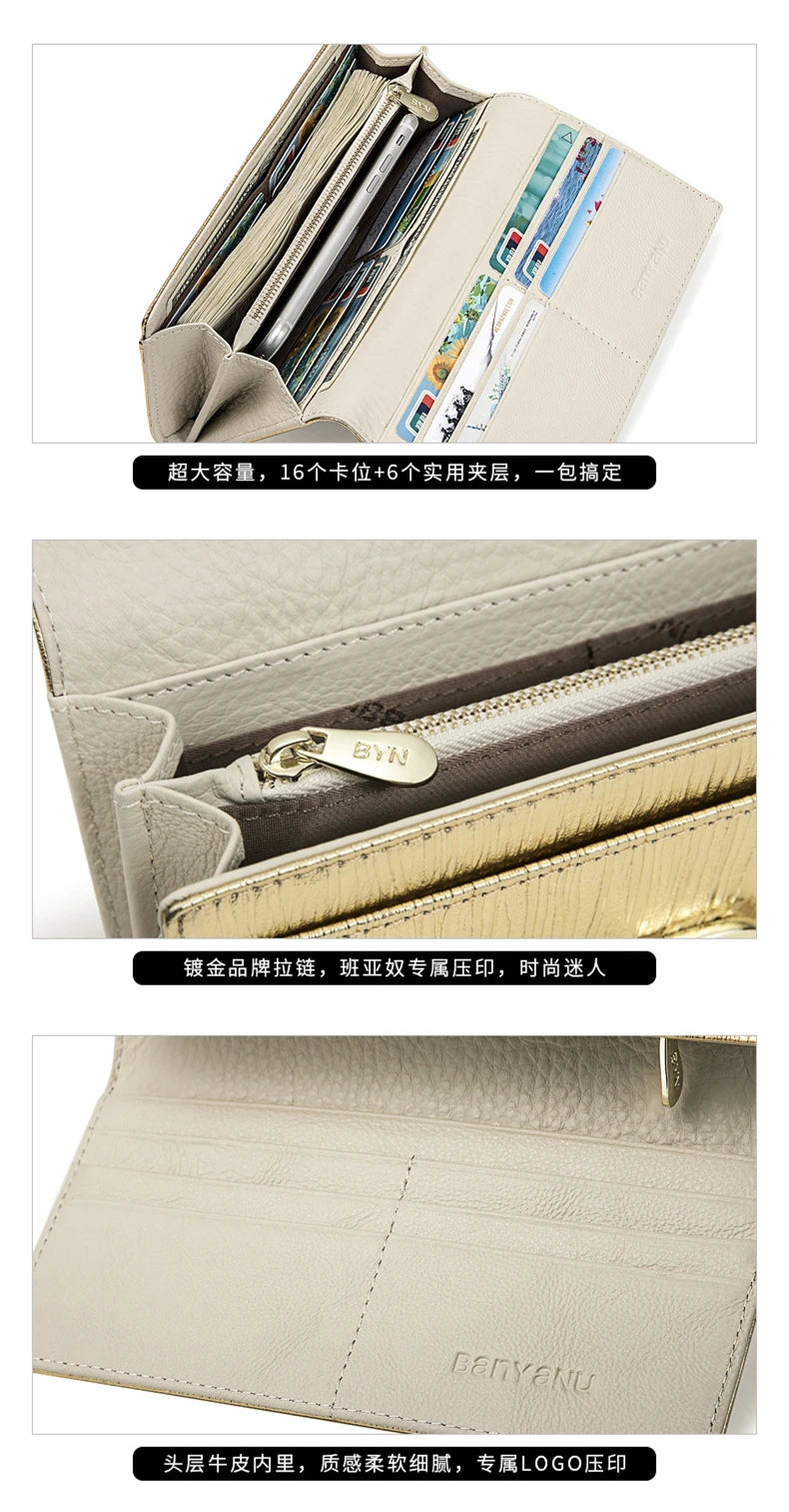 2024 Women's Long Wallet Coin Purse Luxury Genuine Leather Wallets
