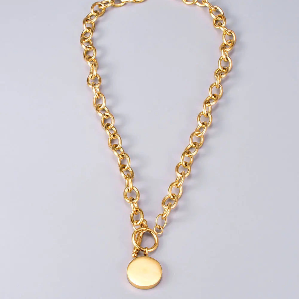 Gold Plated color Maiden necklaces & pendants Thick-chain white shell maxi necklace for women's
