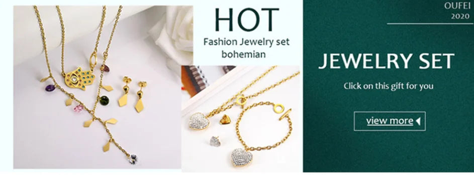 Stainless Steel Wedding Jewelry Sets For Women Necklace Earrings Set Summer Fashion jewelries