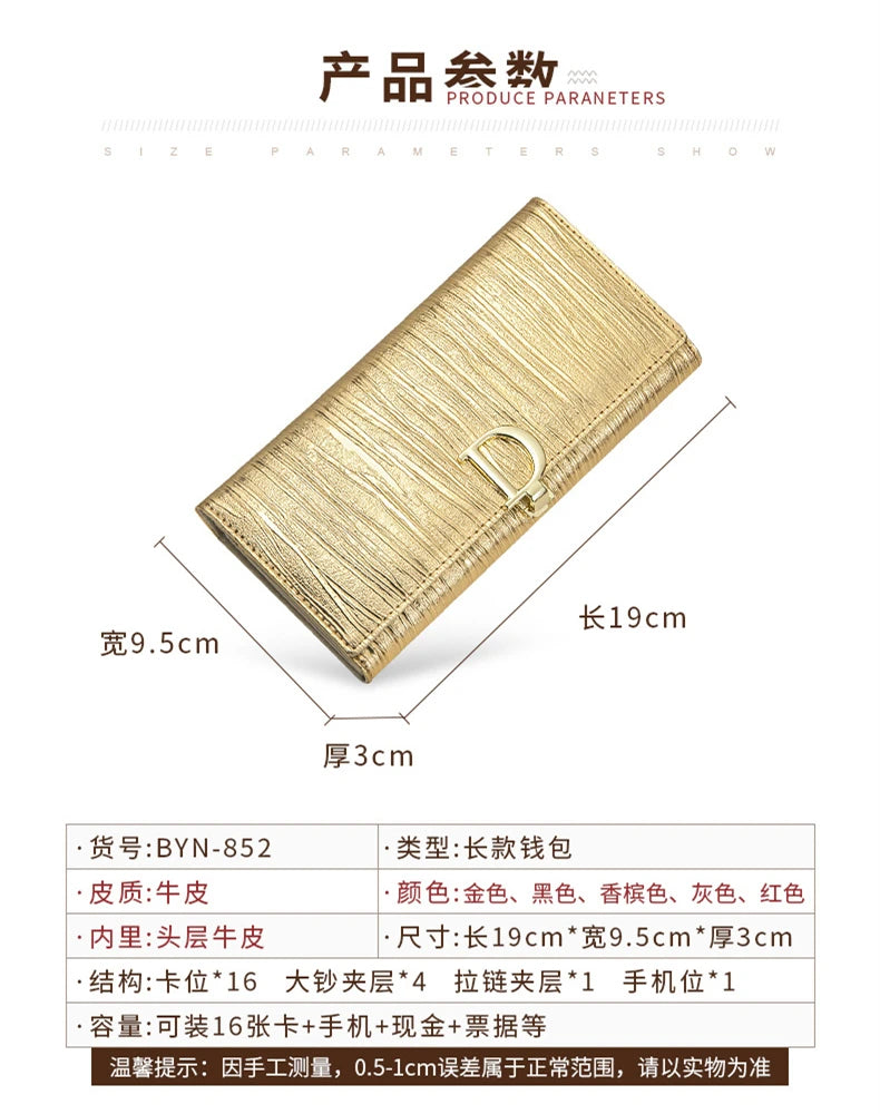 2024 Women's Long Wallet Coin Purse Luxury Genuine Leather Wallets
