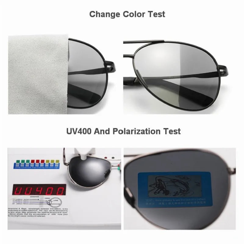 Metal Frame Polarized Sunglasses Men Color Changing Sun Glasses for Men