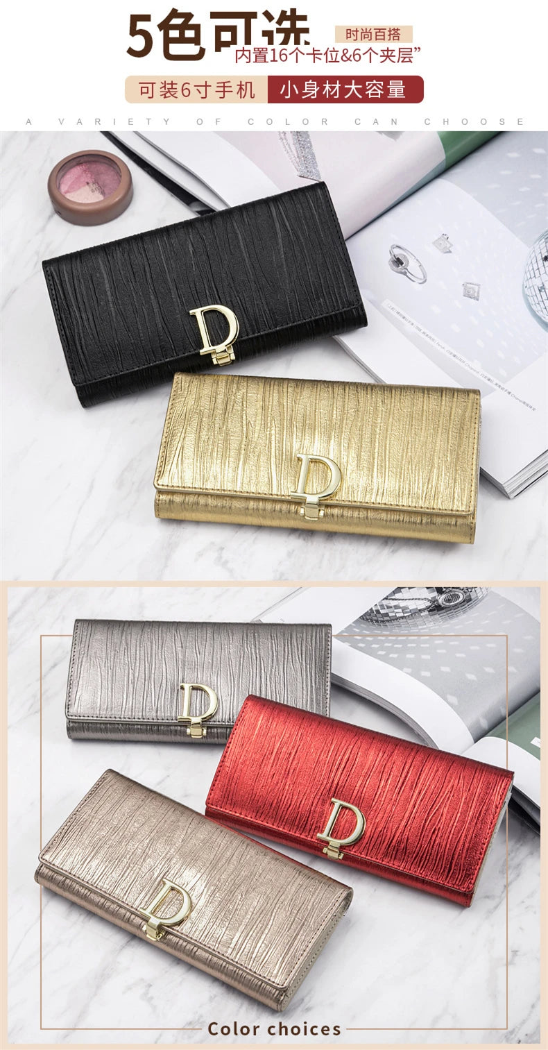 2024 Women's Long Wallet Coin Purse Luxury Genuine Leather Wallets