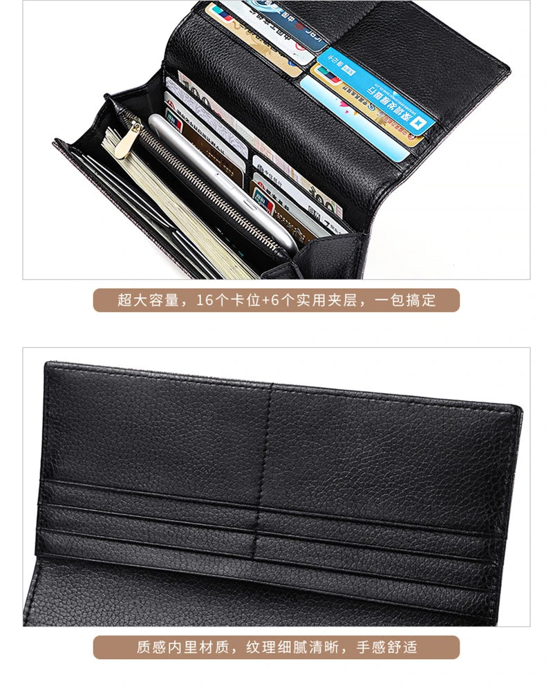 2024 Women's Long Wallet Coin Purse Luxury Genuine Leather Wallets