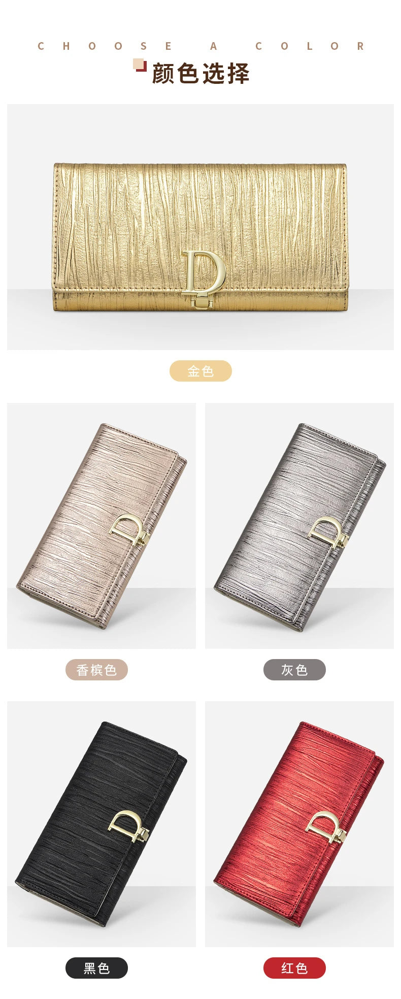 2024 Women's Long Wallet Coin Purse Luxury Genuine Leather Wallets
