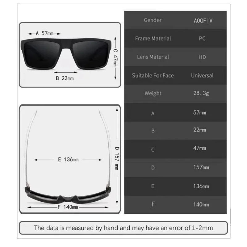 Polarized Sunglasses Fashion Square Frame Vintage Design Sun Glasses for Men
