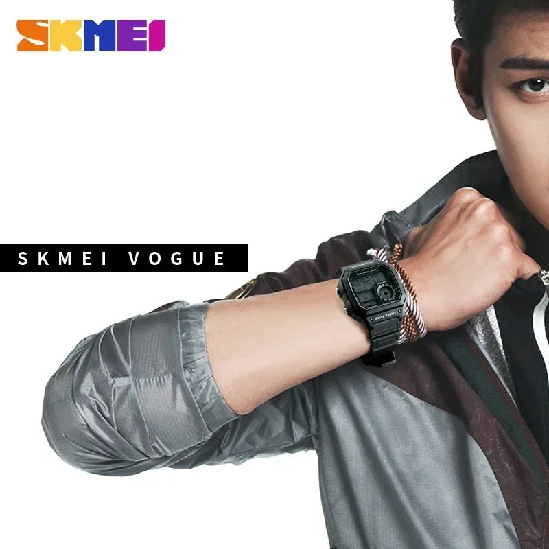 Fashion Men PU Strap Multi function Waterproof Watches Alarm Male Digital Sport Watch