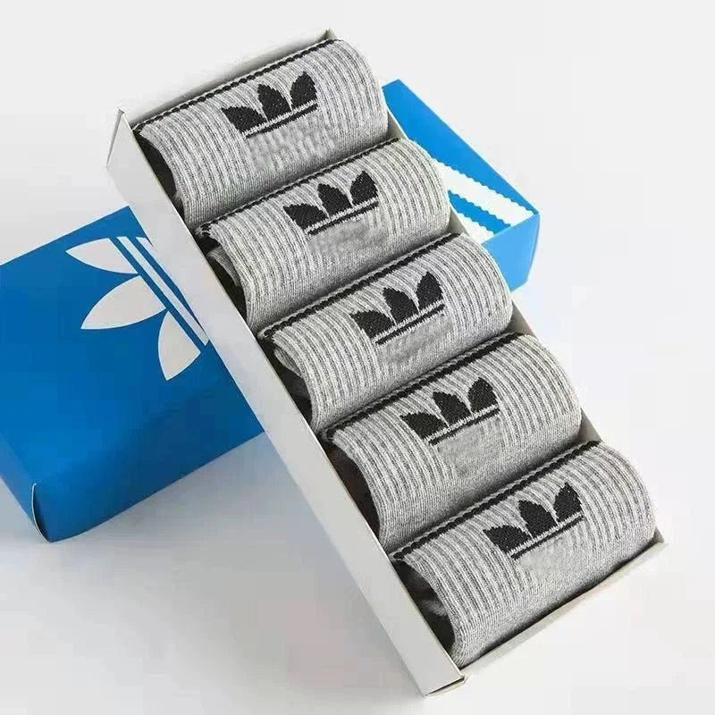 5pairs Unisex Sports Socks Trendy Mid Tube Breathable Yoga Socks
