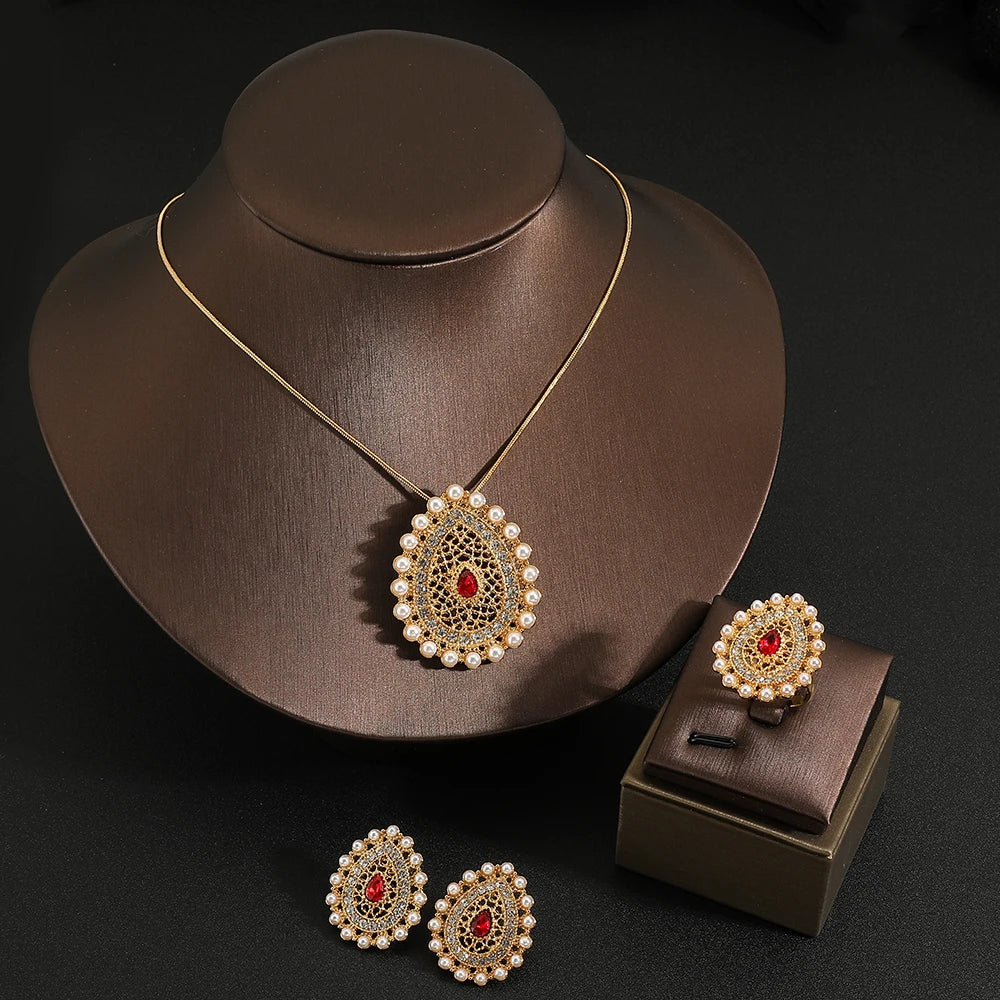 necklace earrings ring Stainless steel 3pcs jewelry set