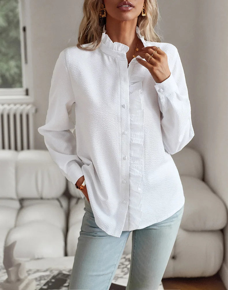 Women Elegant Office Shirt,Long Sleeve Top Causal Comfort Simple Shirt,Shirts & Blouses