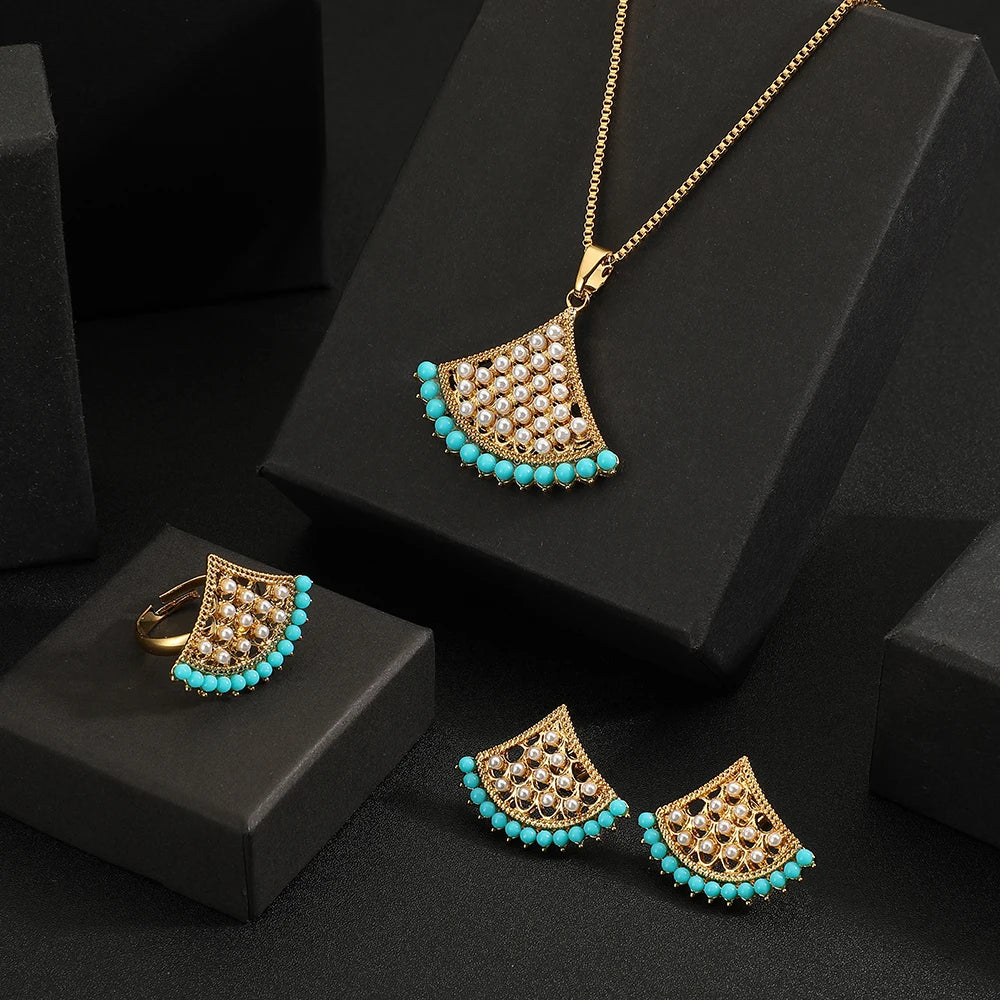 necklace earrings ring Stainless steel 3pcs jewelry set