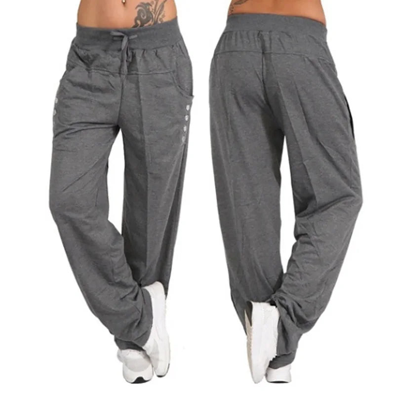 Casual Joggers Women's Hip Hop High Waist Baggy Sweatpants Running Jogging Sports Pants, Casual Streetwear