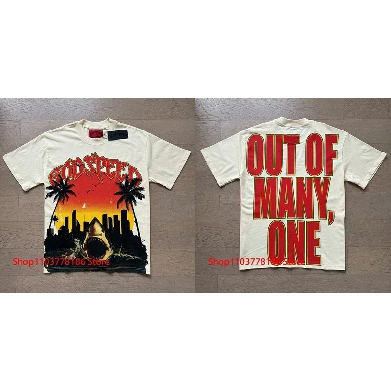 New GOD SPEED T-shirt Pop Fashion Print Streetwear Crewneck