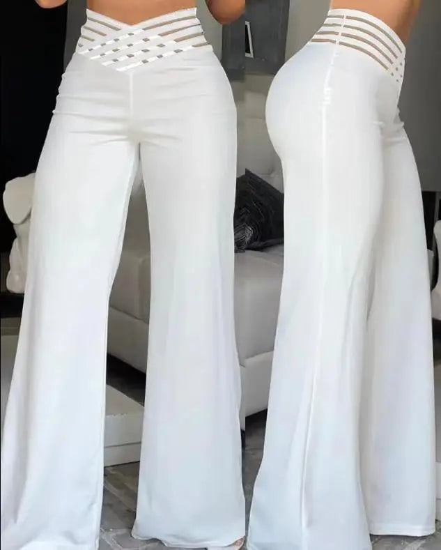 Elegant High Waist Cropped Work Pants For Women, Daily Office Formal Wear
