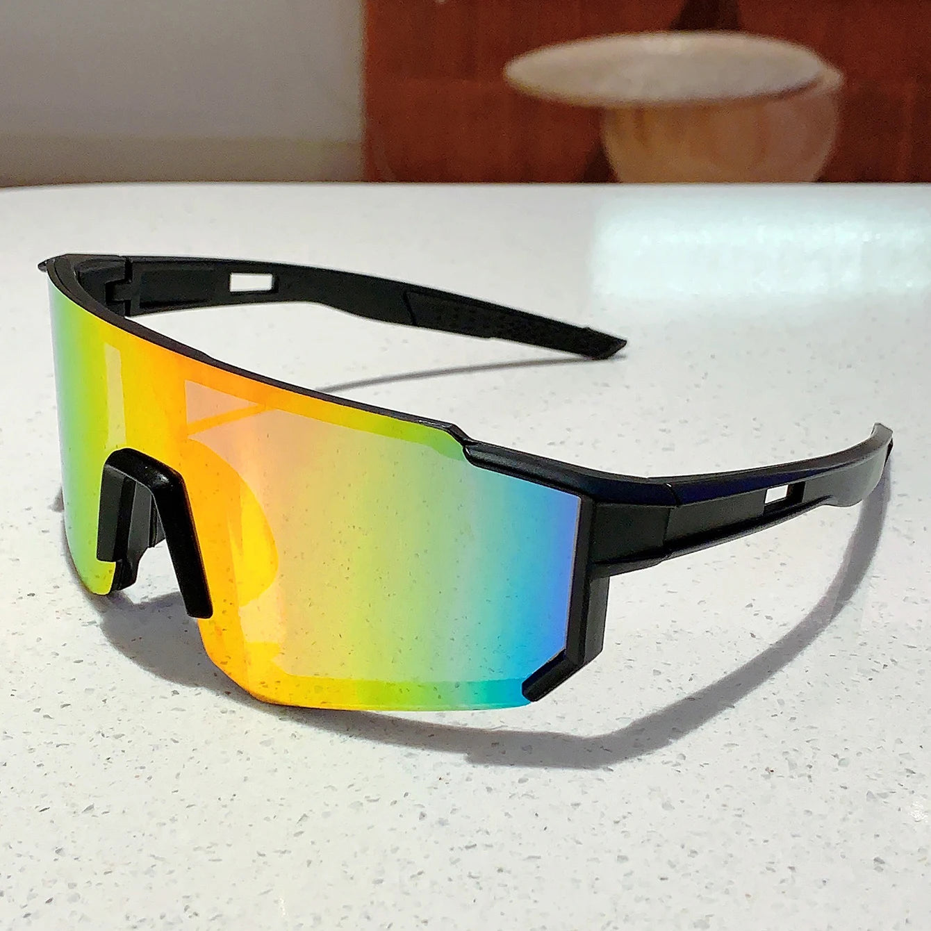 Trendy Cycling Goggles Oversized Decor, Sports Anti UV Sunglasses for Men & Women