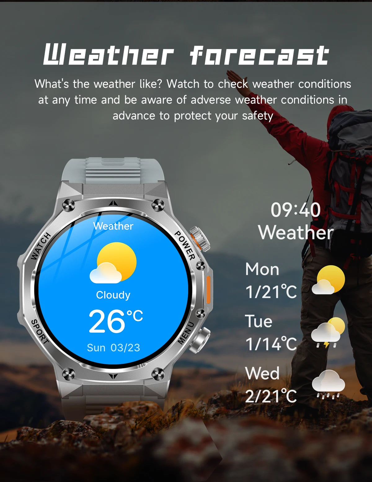 Smart Watch Men 800mAh Ultra Long Battery Life Waterproof Outdoor Sport Watches Bluetooth Call Military Smartwatch 2025