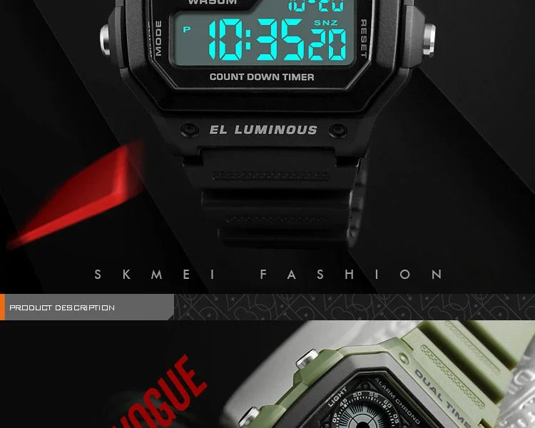 Fashion Men PU Strap Multi function Waterproof Watches Alarm Male Digital Sport Watch