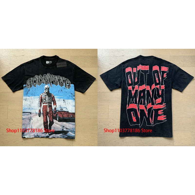 New GOD SPEED T-shirt Pop Fashion Print Streetwear Crewneck