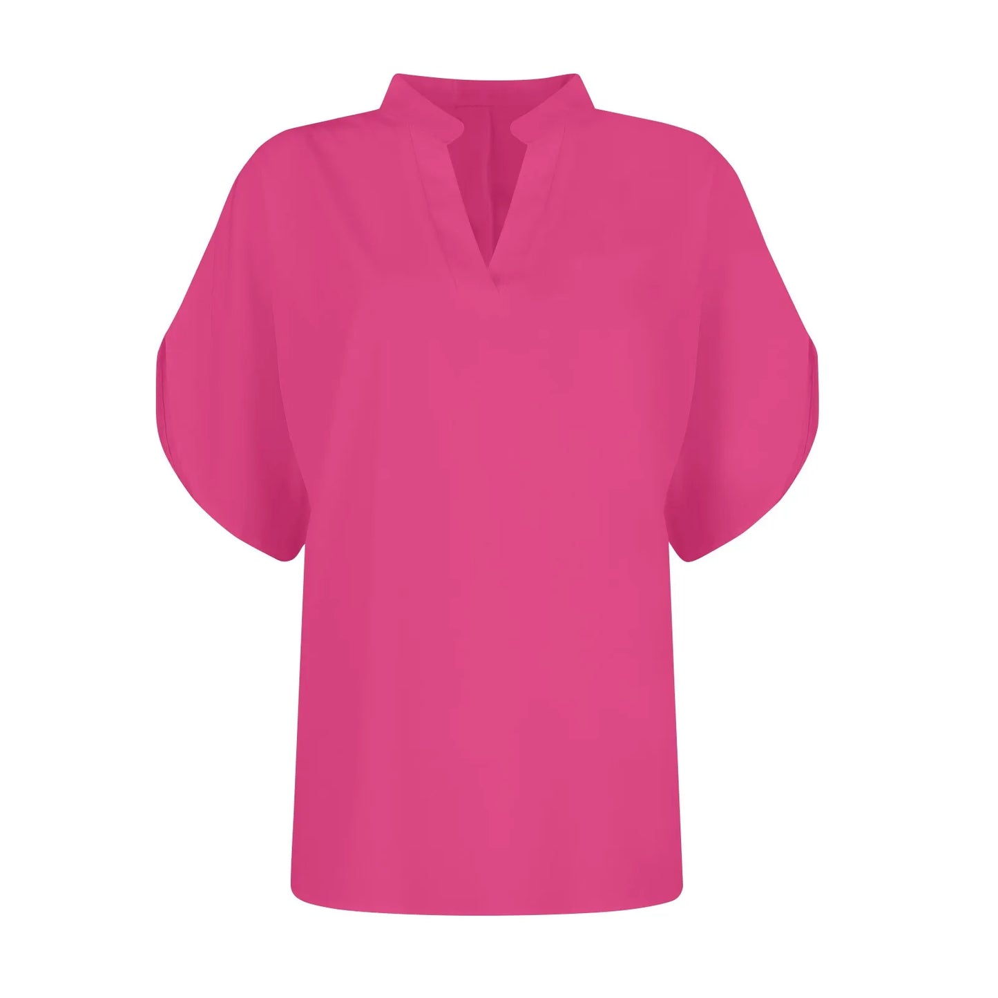 Summer Tops For Women Blouse Short Sleeve Solid V Neck Loose Shirts And Blouses Elegant Tops