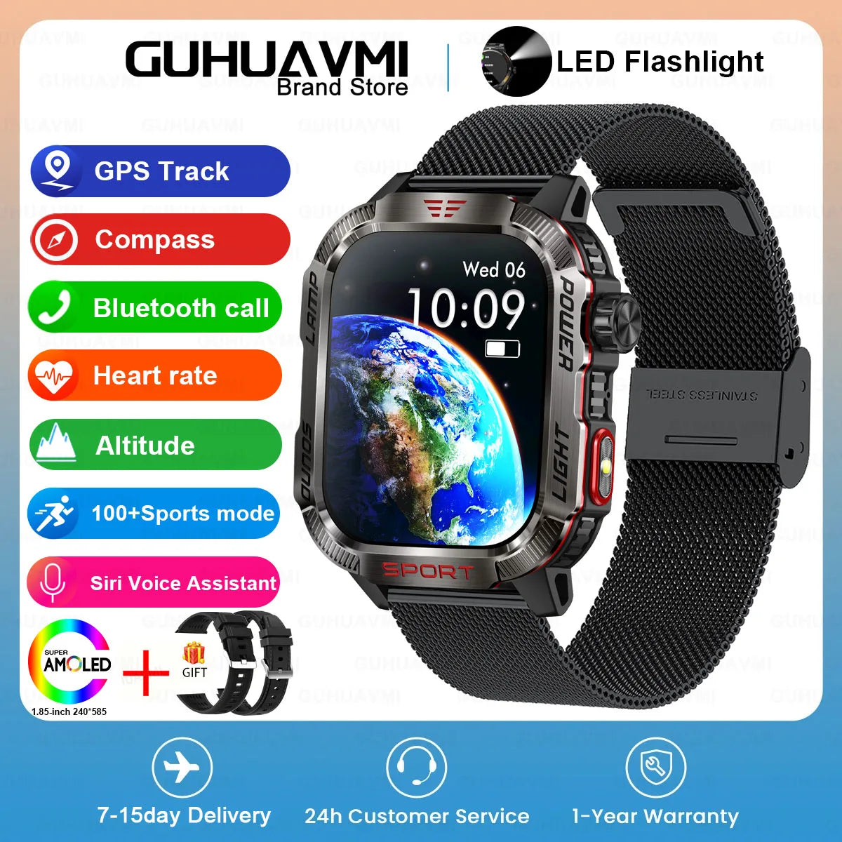 2024 New GPS Outdoor Professional Sports Smart Watch Men Women Heart Rate BT Call 3ATM Waterproof Swimming Fitness Smartwatches