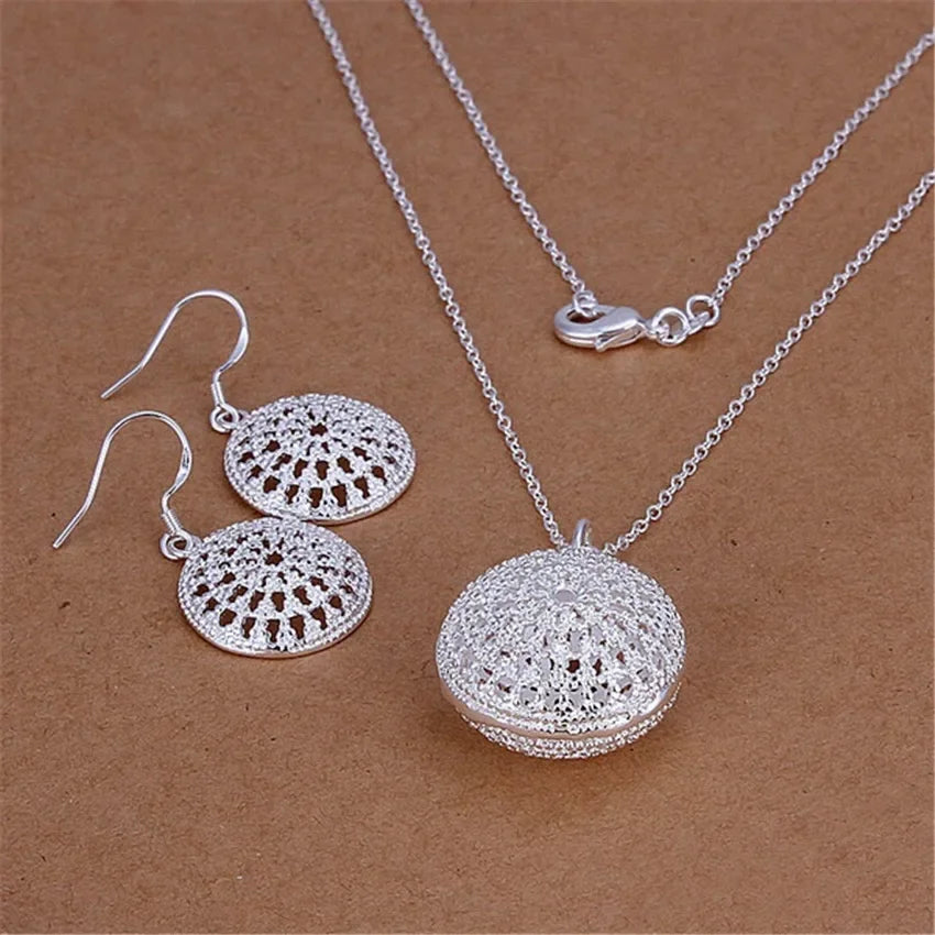 925 Sterling Silver Jewelry Fashion Pretty Pendant Necklace Earring for Women