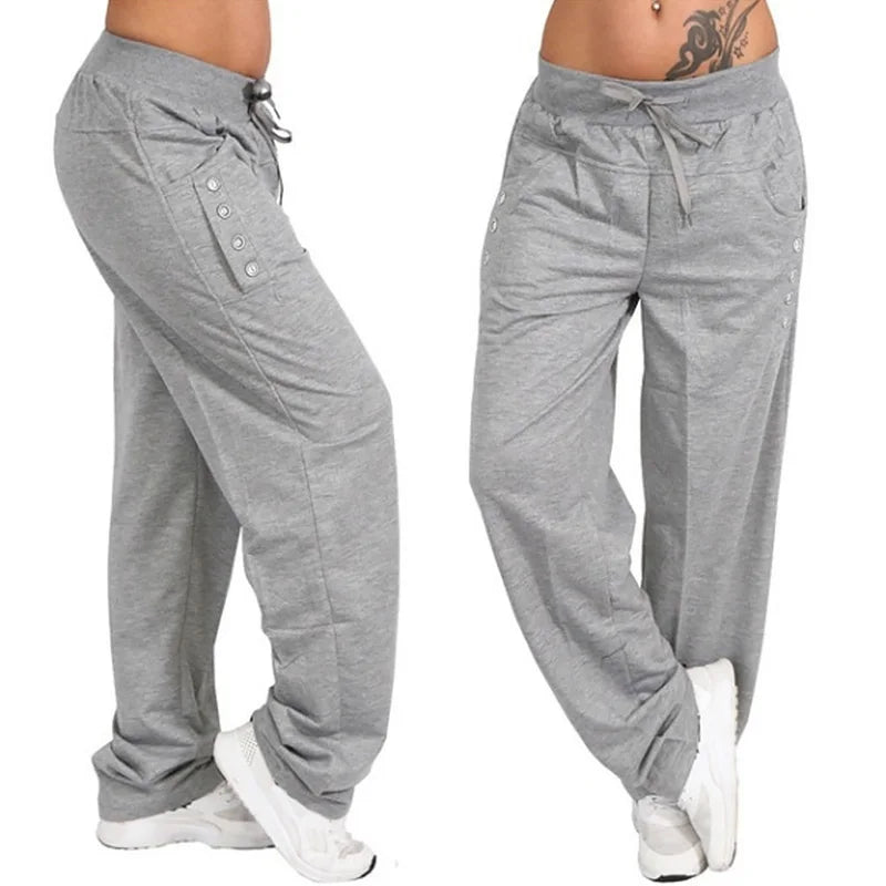 Casual Joggers Women's Hip Hop High Waist Baggy Sweatpants Running Jogging Sports Pants, Casual Streetwear