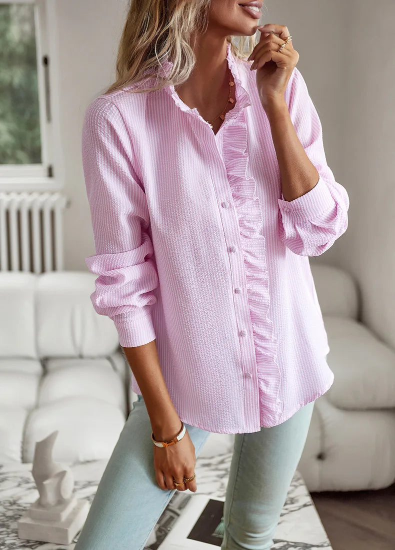 Women Elegant Office Shirt,Long Sleeve Top Causal Comfort Simple Shirt,Shirts & Blouses