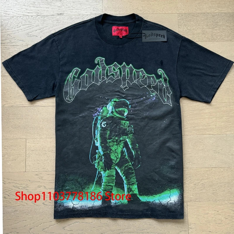 New GOD SPEED T-shirt Pop Fashion Print Streetwear Crewneck