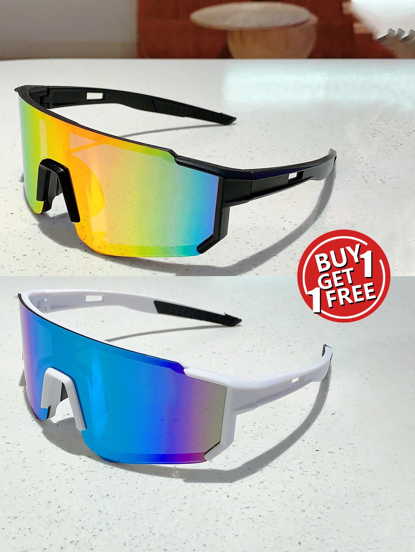 Trendy Cycling Goggles Oversized Decor, Sports Anti UV Sunglasses for Men & Women