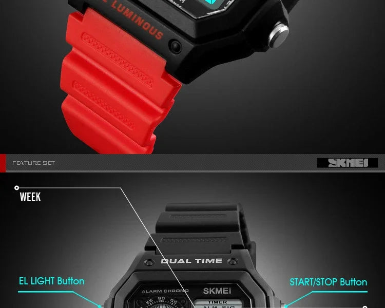 Fashion Men PU Strap Multi function Waterproof Watches Alarm Male Digital Sport Watch