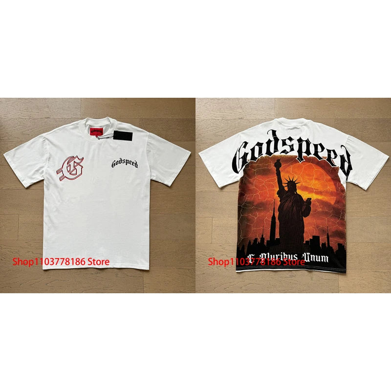New GOD SPEED T-shirt Pop Fashion Print Streetwear Crewneck