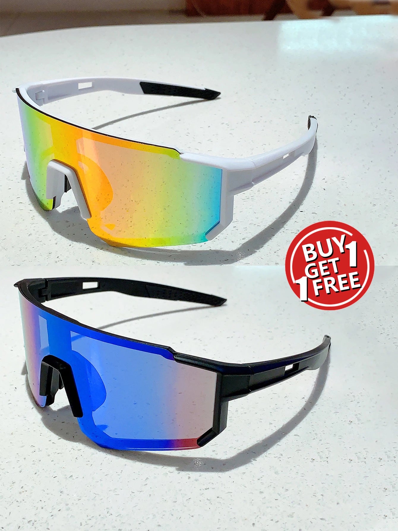 Trendy Cycling Goggles Oversized Decor, Sports Anti UV Sunglasses for Men & Women