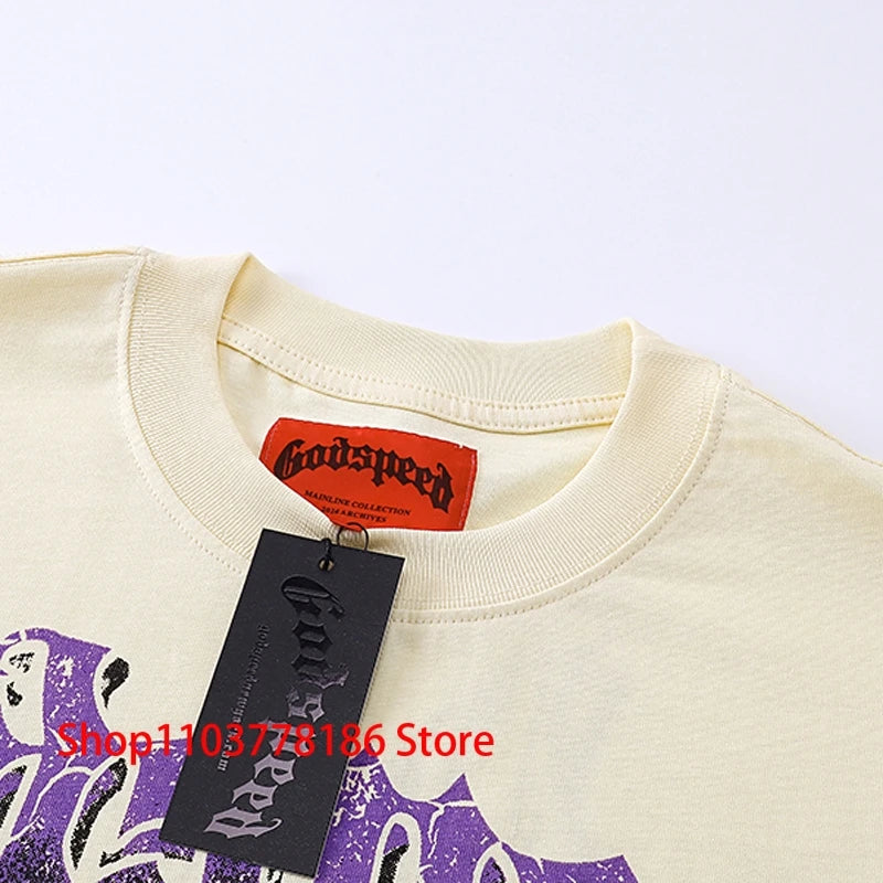 New GOD SPEED T-shirt Pop Fashion Print Streetwear Crewneck